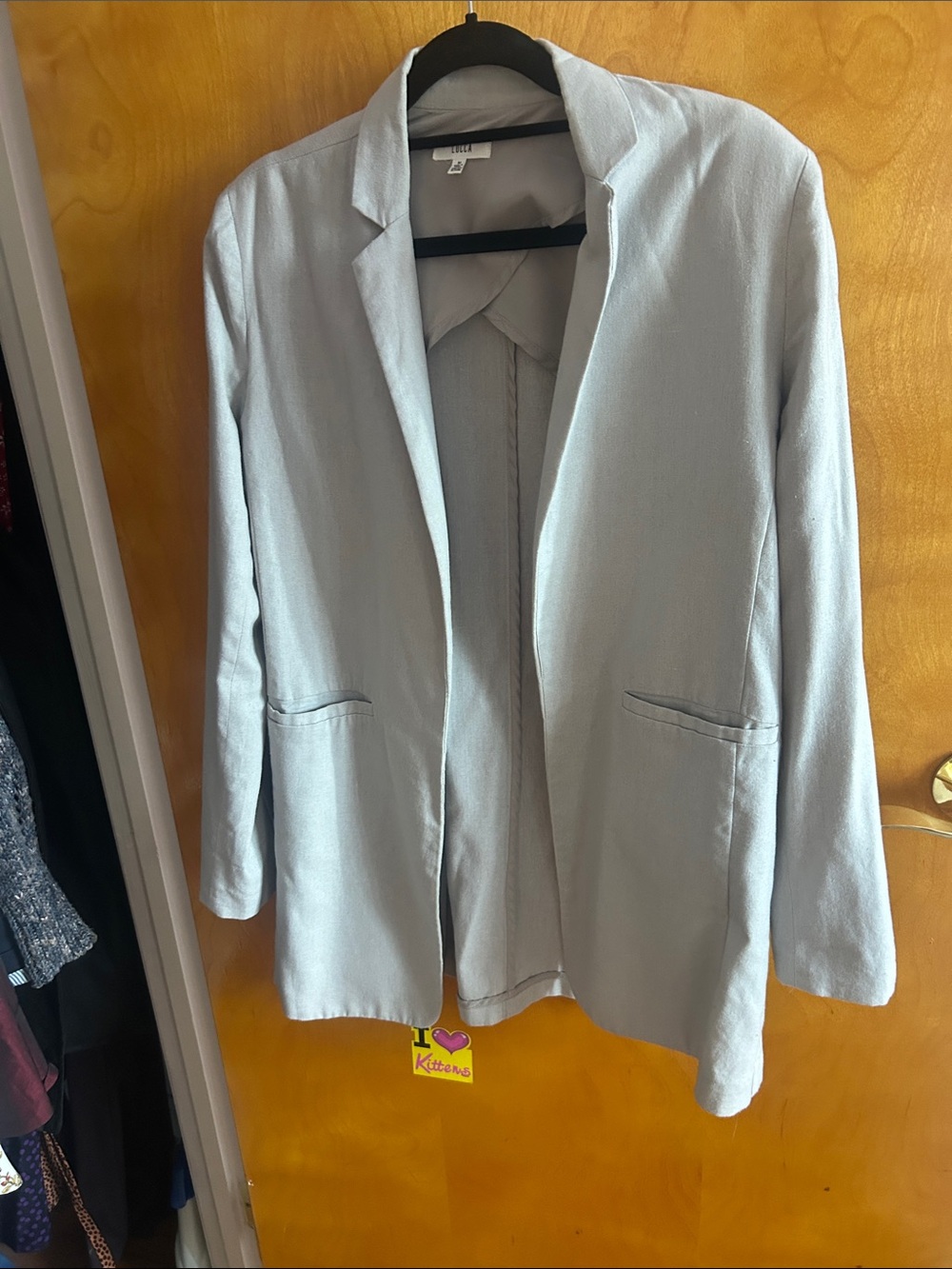 Light Gray Open-Front Women's Blazer Jacket